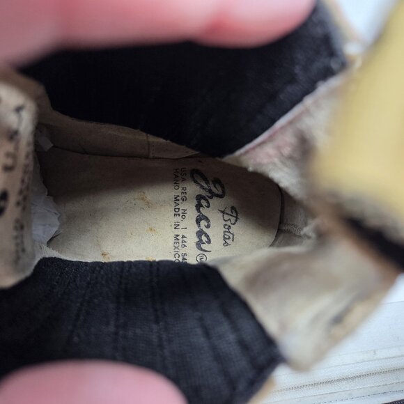 Botas Jaca Mens Suede Cowboy Boots Size 6 Beige Short Leather Western Coastal - Picture 11 of 13